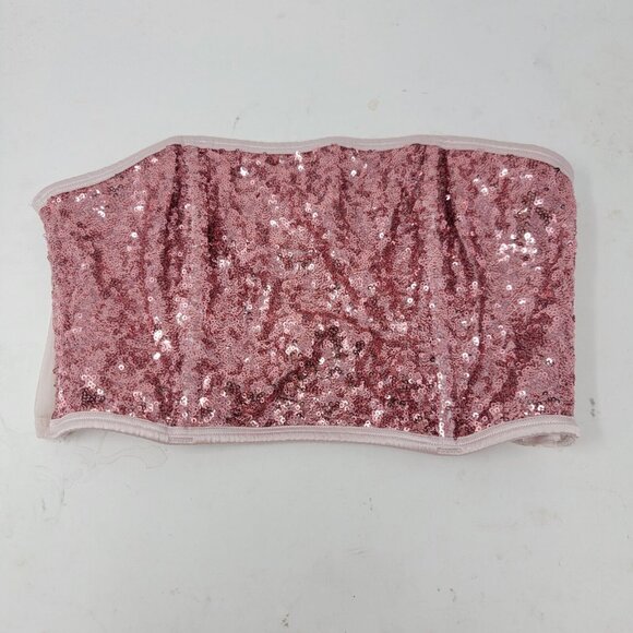Victoria's Secret Other - Victoria's Secret Strapless Side Zip Bralette Hot Pink Sequin Mesh Back‎ Large L